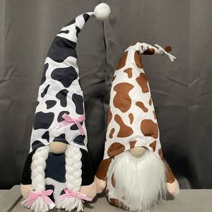 Set of 2 - cow print gnomes